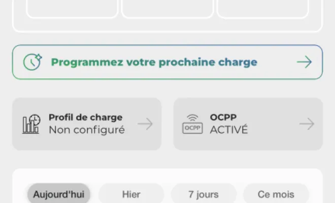 Capture de l'application V2C : suivez votre consommation et programmez votre charge en un clin d’œil